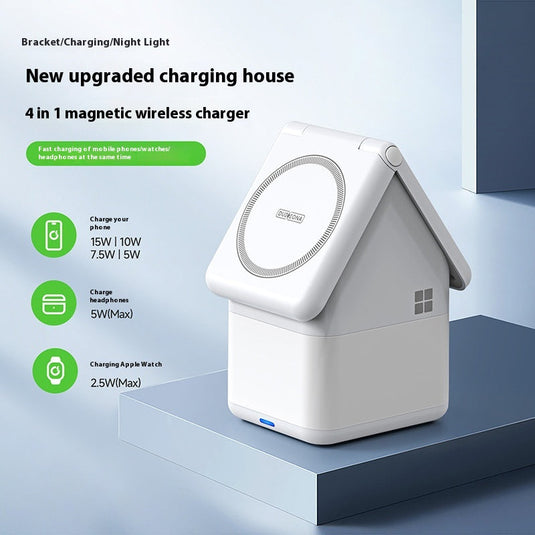 Mini 4-in-1 Magnetic Wireless Charger Light Lamp 15W Fast Output Power for iPhone Type-C Mobile Phone