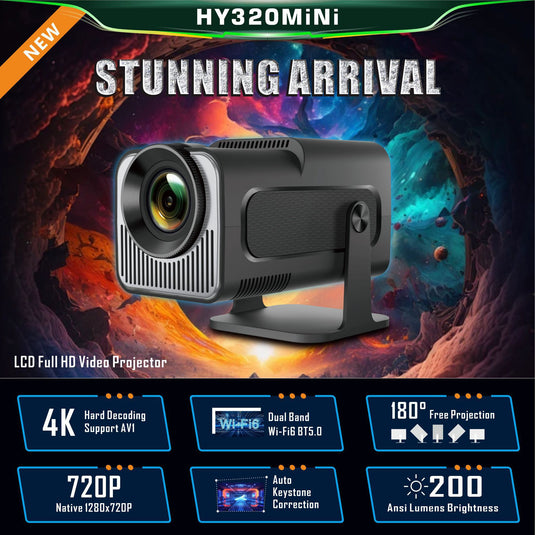 Magcubic HY320 Mini Newly Native 720P Android 11 4K Projector 300ANSI Wifi6 BT5.0 Cinema Outdoor Portable 180° Rotable Projector