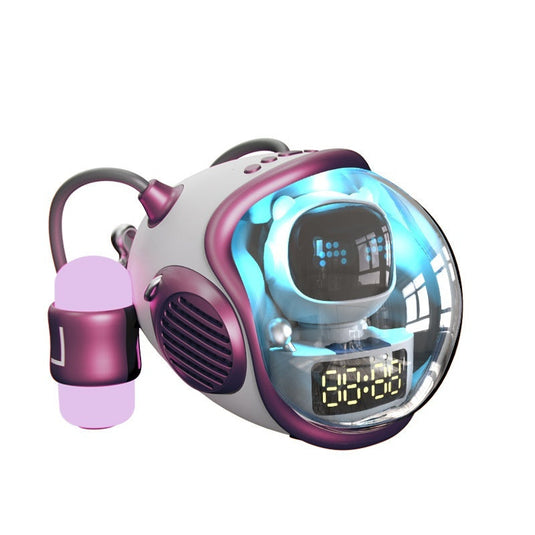 2025 Hot-Selling M60 AI Spaceship Smart Alarm Clock Speaker with 7-Color Ambient RGB LED Lighting for Bedroom or Office Use